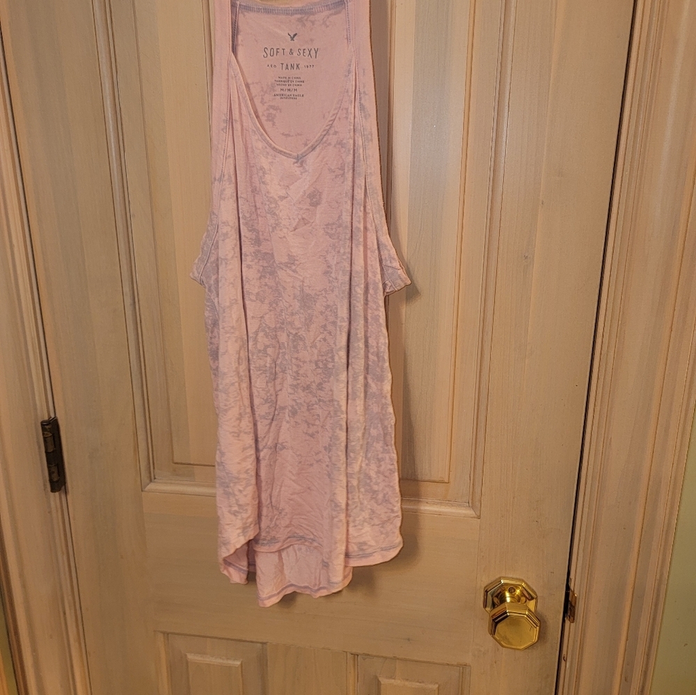 Soft & Sexy American Eagle Outfitters pink and gray tank top Racer back Misses M - Picture 5 of 6